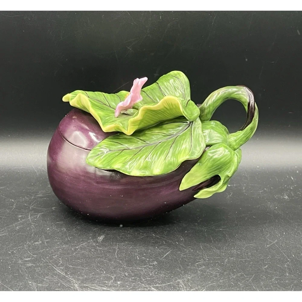 LE JRDN‎ POTAGRE FITZ & FLOYD Classics EGGPLANT Condiment Dish Box ~ Beautiful